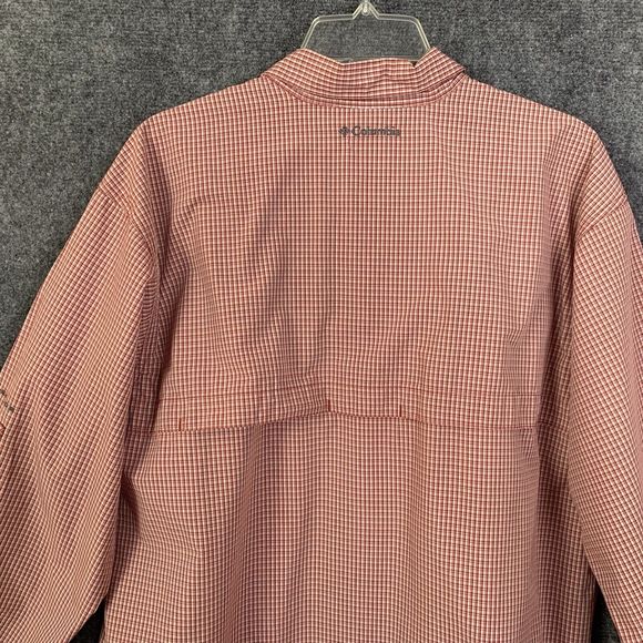 Columbia Omni Shade Shirt Men L Red Plaid Vented Outdoor Long Sleeve Button Up - Picture 11 of 14